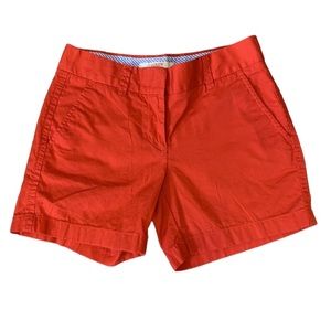 J. Crew Womens Chinos Shorts Red Flat Front Chevron Waist Pockets 00